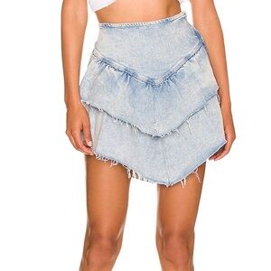 MOTHER the ruffle mini raw edge skirt